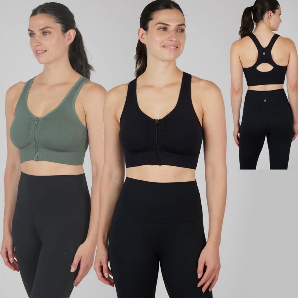 90 Degree by Reflex Women's TWO-PACK Seamless Katie Zip Bra - Size XS - NWT $58